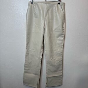 Le Lis Faux Leather Cream Slacks Size Small